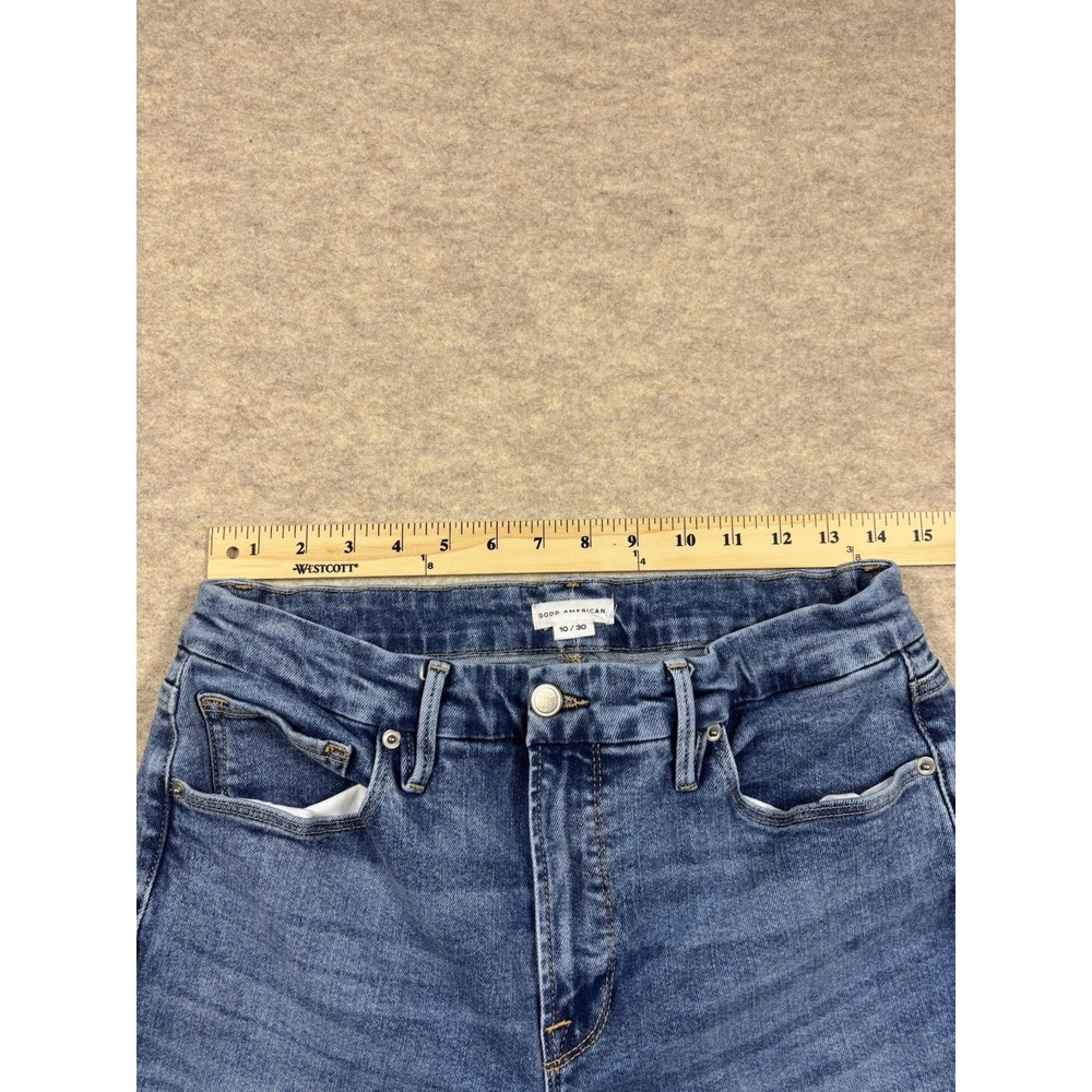 Good American Women's Blue Denim Jeans Size 10/30 High Waist Medium Wash Stretch - Picture 6 of 8
